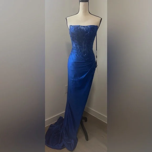 Clarisse Designs Royal Blue Evening Gown.  Sz 6 - Picture 3 of 16